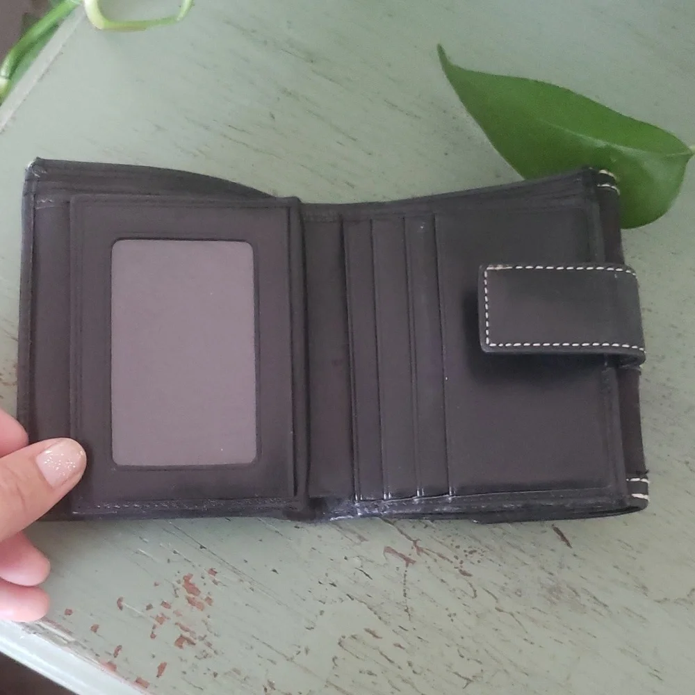 Coach Black Monogram Canvas Leather Wallet - Picture 6 of 7